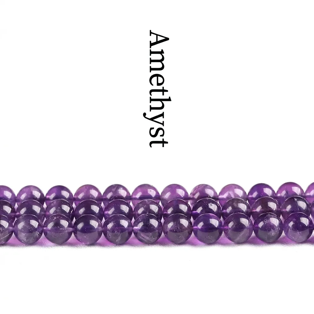 Natural Amethyst Loose Beads Uruguay Deep Purple Round Gemstone For DIY Jewelry Making Polished Smooth Elegant