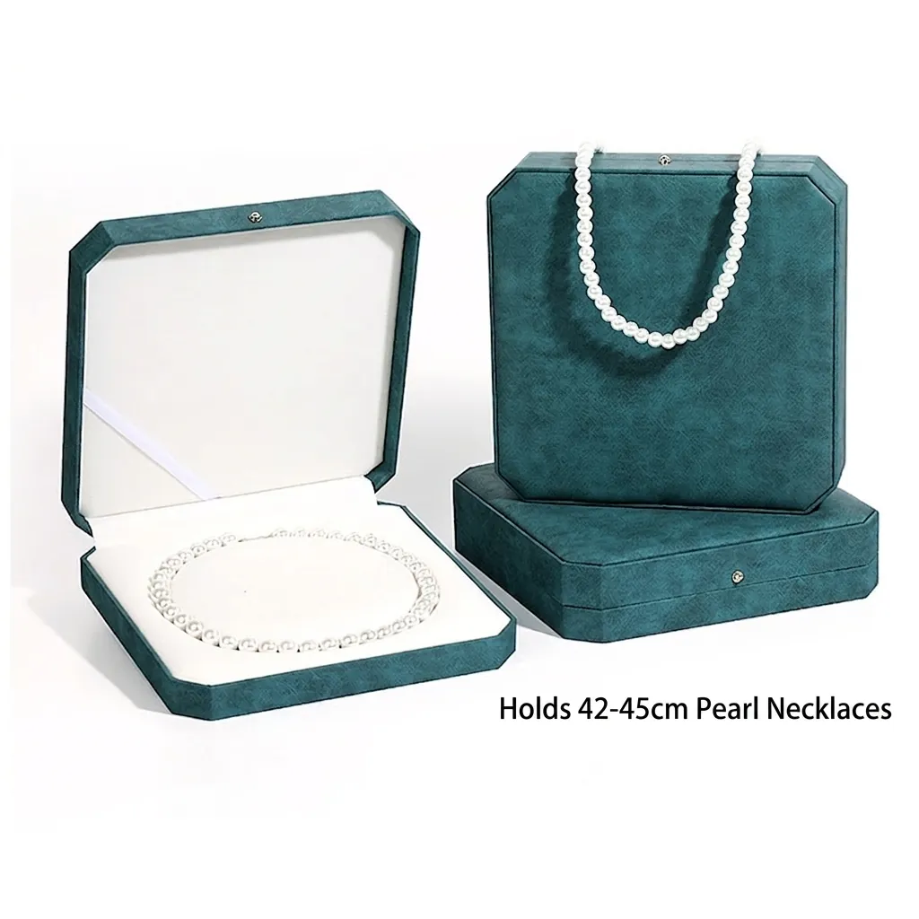 Scatola Portagioie Per Collana Di Künstliche Perle Ottagonale Pelle PU Velluto Organizzatore Custodia Regalo Conservazione