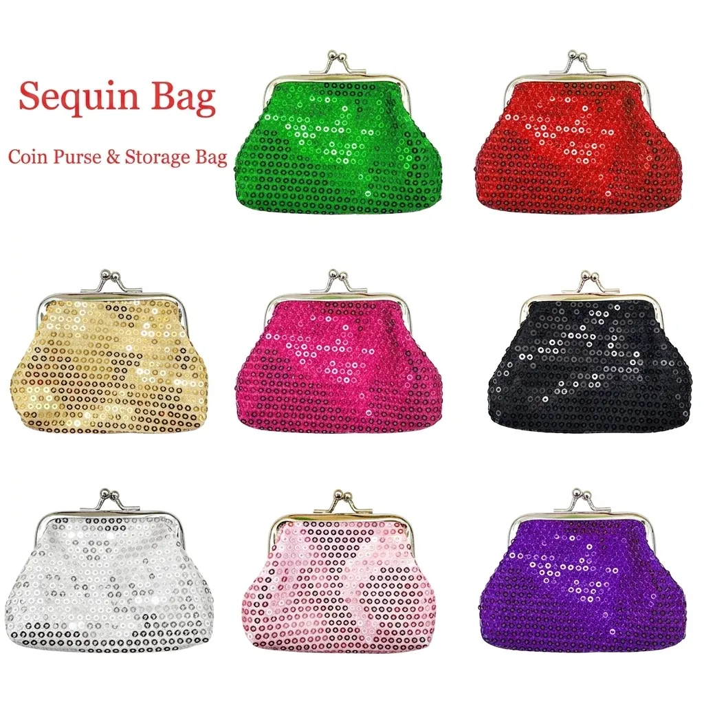 Portamonete Con Paillettes Mini Portafoglio Lucido Con Chiusura A Scatto In Metallo Per Donne Bambini Piccola Borsa