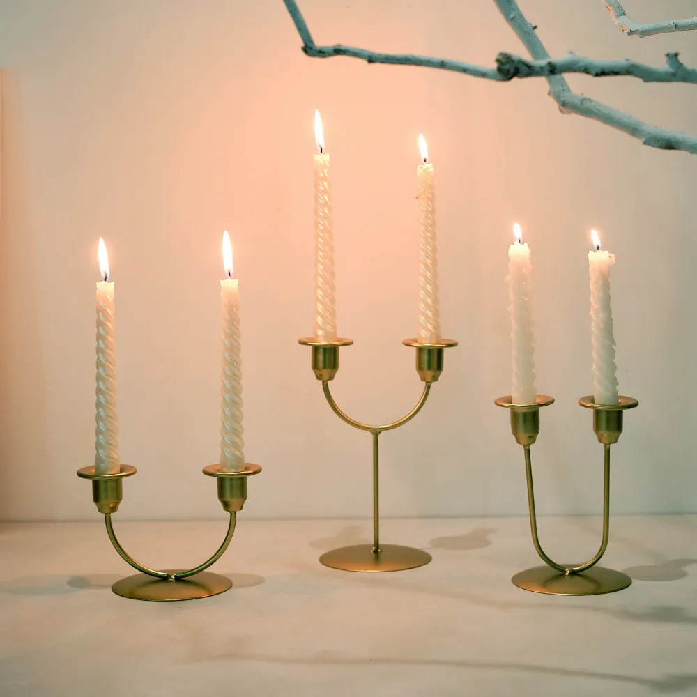 Nordic Iron Candle Holder U Shaped Arm Candlestick For Wedding Romantic Dinner Table Decor Modern Home Ornament