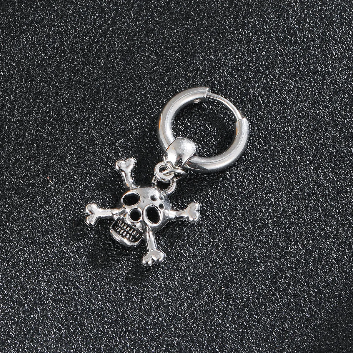 Skull Pendant Hoop Earrings Stainless Steel Alloy Punk Gothic Rock Hip Hop Jewelry For Men Women