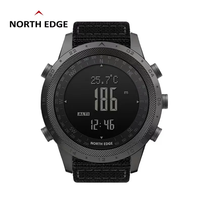 Digital Sports Watch Alloy Case Silicone Strap Waterproof Altimeter Barometer Compass Thermometer Outdoor Tactical