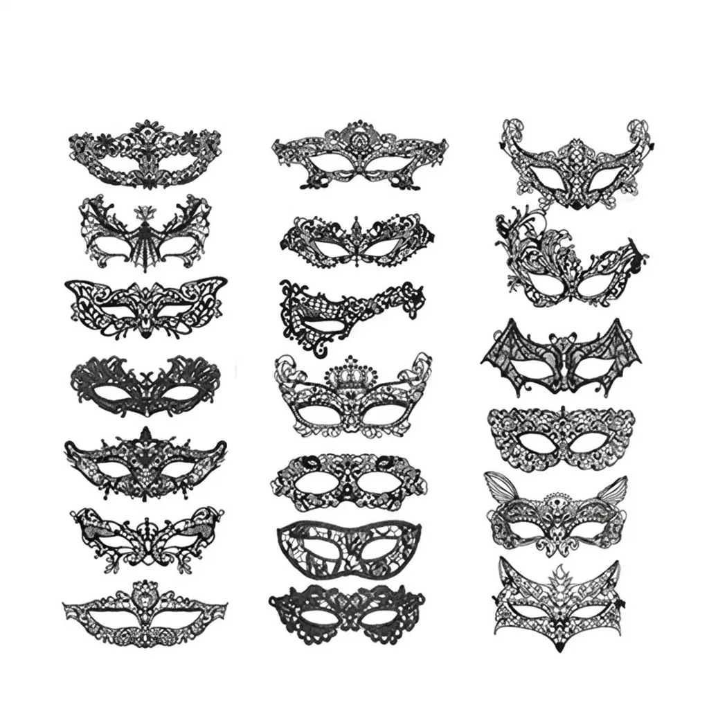 Black Lace Masquerade Mask Hollow Out Embroidered Eye Mask For Halloween Carnival Party Sexy Vintage Gothic Style