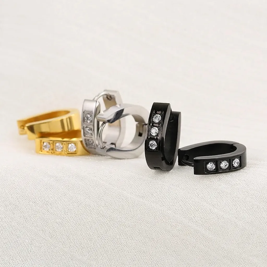 Boucles D'oreilles Huggie En Acier Inoxydable Avec Zircon En Forme De U Bijoux De Mode Pour Hommes Femmes