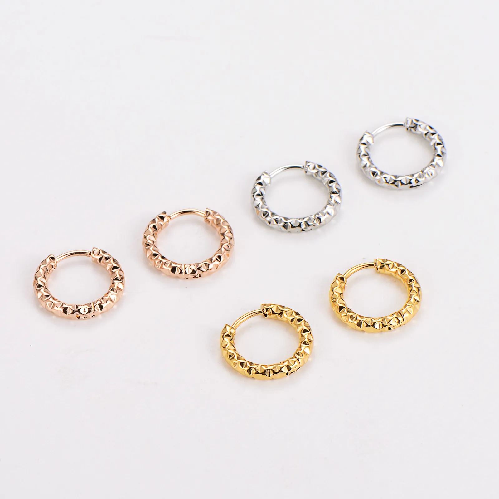 Small Hoop Earrings 304 Stainless Steel Hammered Texture Geometric Circle Ear Buckle Minimalist Jewelry For Women