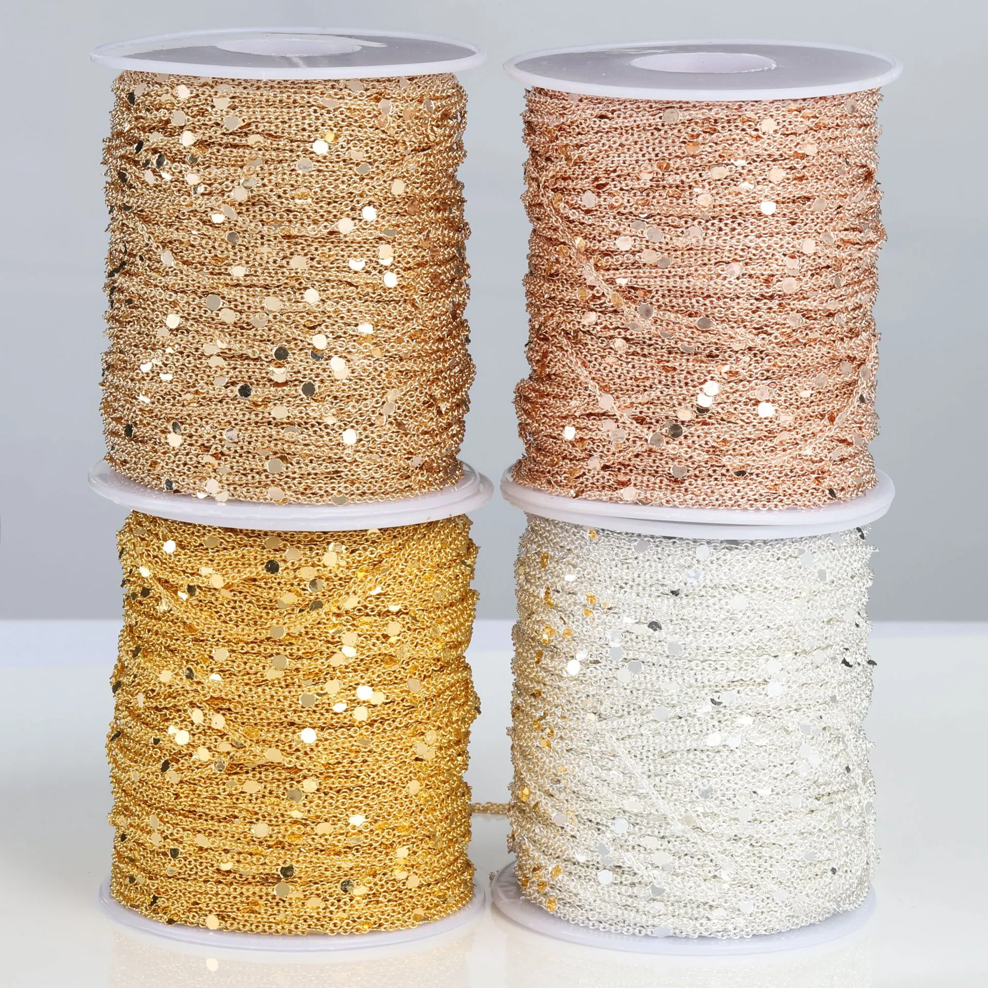 Catena Di Paillettes In Rame Catene Con Nappe A Disco Tondo Per Forniture Per Creazione Di Gioielli Fai Da Te Collana Bracciale Galvanizzato
