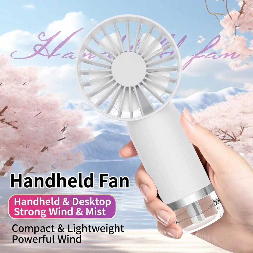 Portable Handheld Mist Fan USB Rechargeable Mini Desktop Hydrating Spray Cooling Fan Aromatherapy Plastic Silent