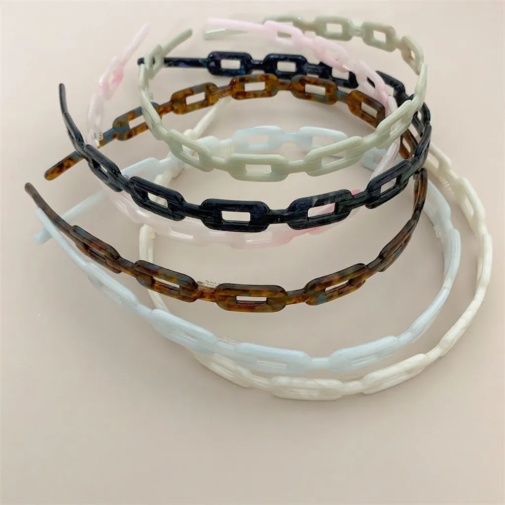 Acetate Chain Link Headband Minimalist Korean Style Hollow Hair Hoop For Women Retro Daily Hair Accessories