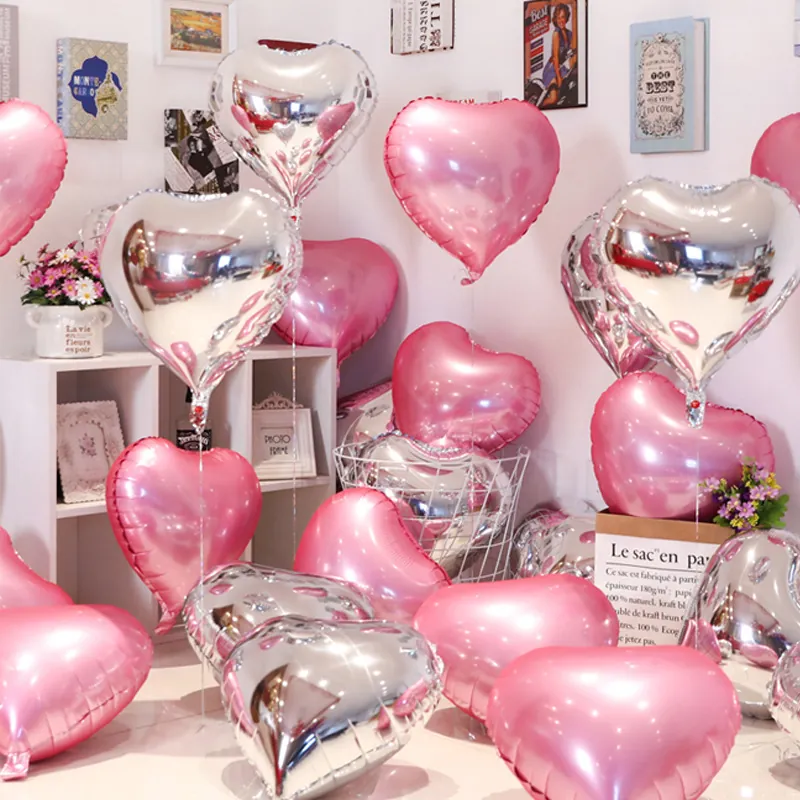 Heart Star Love Shaped Foil Balloons Metallic Aluminum Film Party Birthday Wedding Engagement Decoration Proposal Novelty