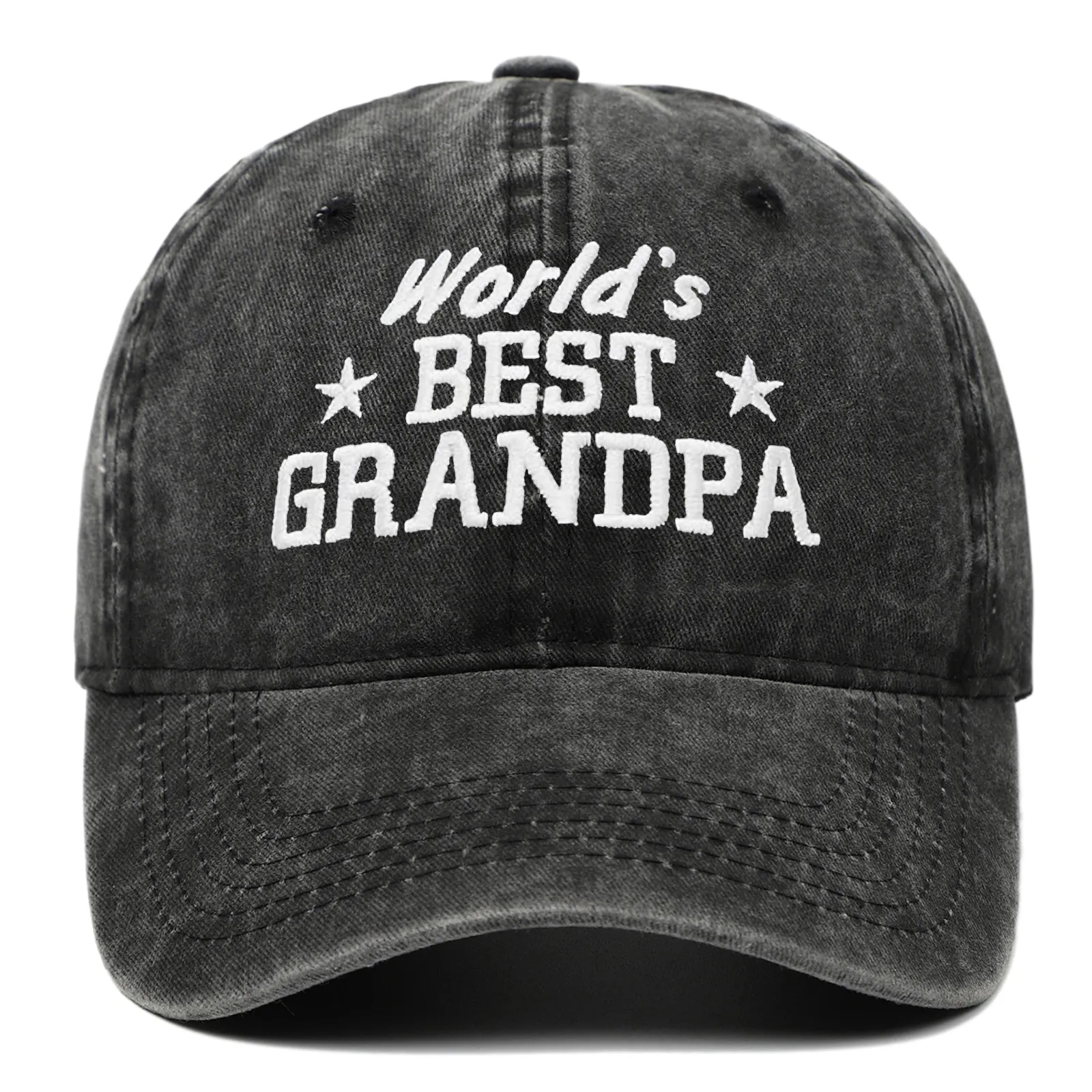 Casquette De Baseball En Coton Lavé Broderie Worlds Best Grandpa Vintage Rétro Réglable Dad Hat