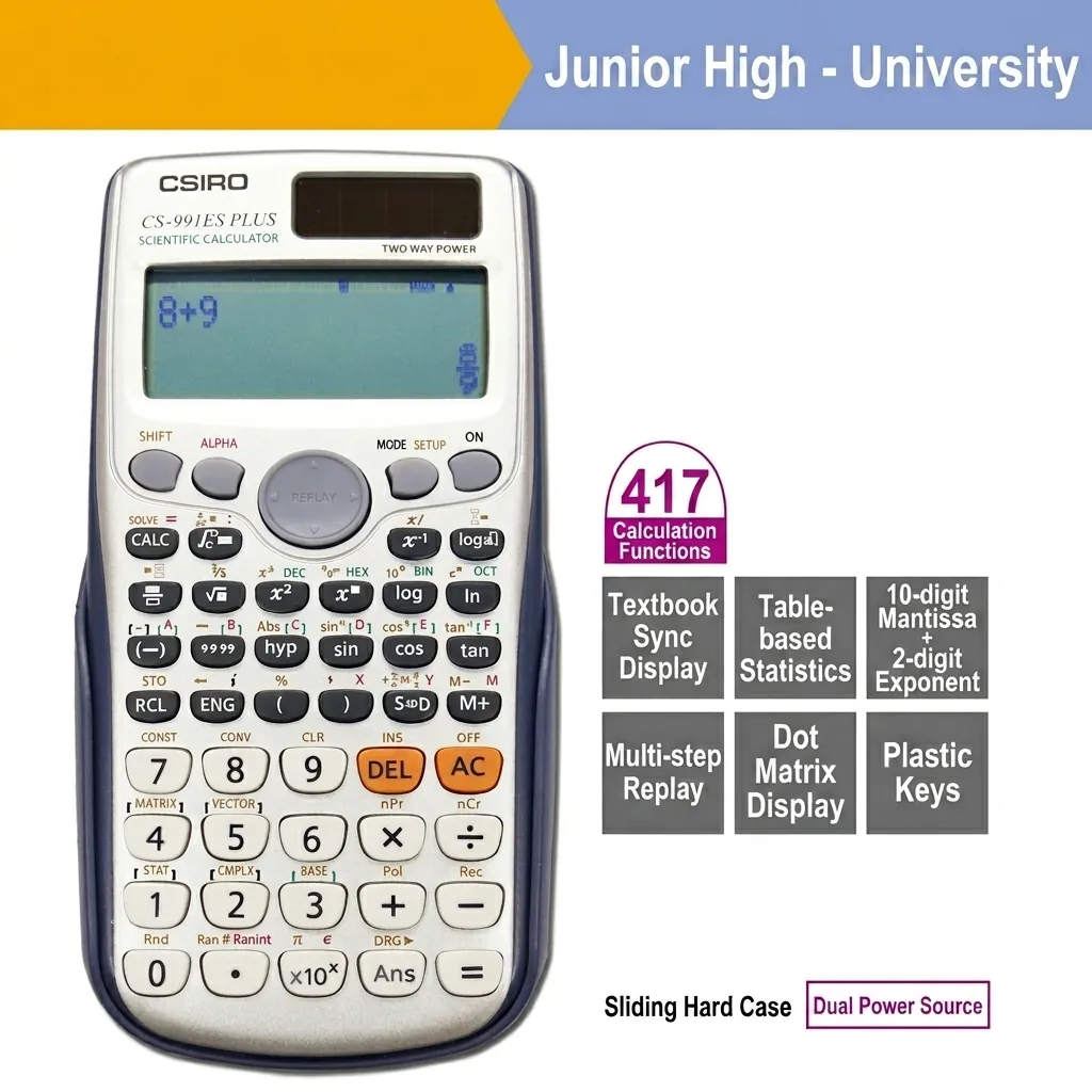Scientific Calculator Dual Power Solar Battery Matrix Equation Solving Student Office Professional Stationery