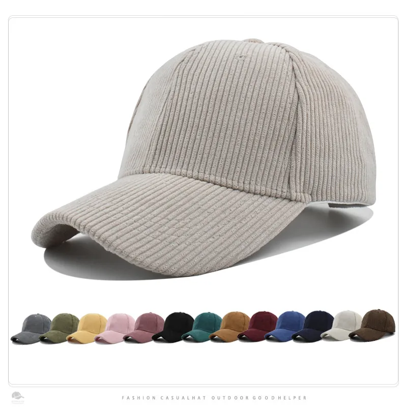 Solid Color Corduroy Baseball Cap Adjustable Plain Cotton Duck Tongue Hat For Women Men Outdoor Sunshade Fashion Winter Hat