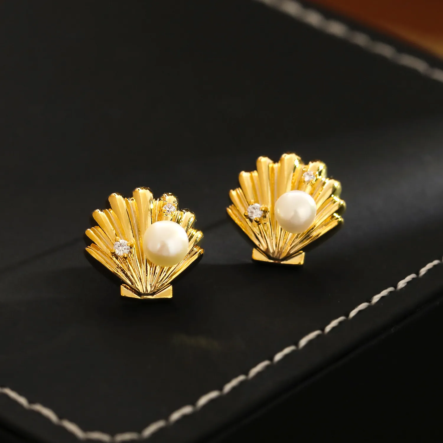 French Ocean Sea Shell Starfish Freshwater Pearl Stud Earrings With 925 Sterling Silver Post Zirconia Copper For Women