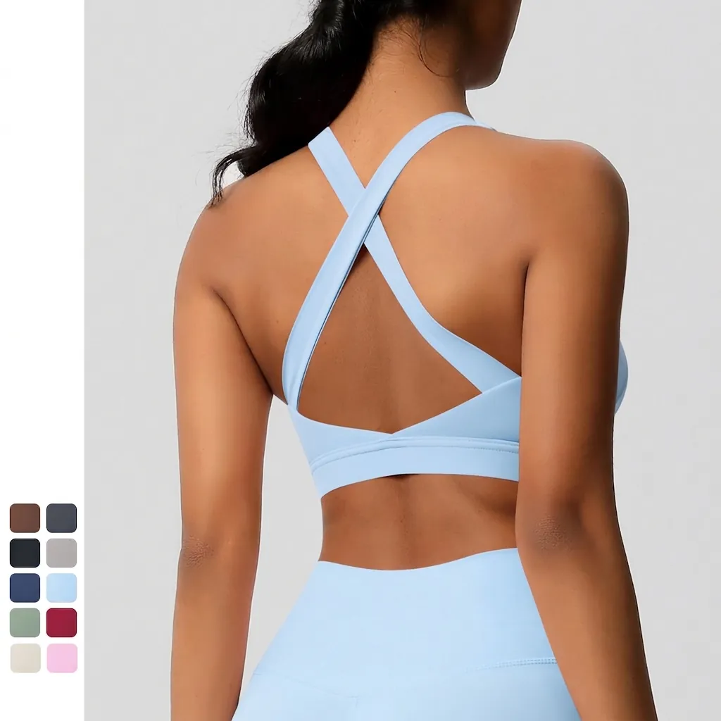 Dames Cloud Feel Sportbeha Hoge Ondersteuning Gekruiste Rug Yoga Tanktop Strak Fitness Workout Hardloop Top
