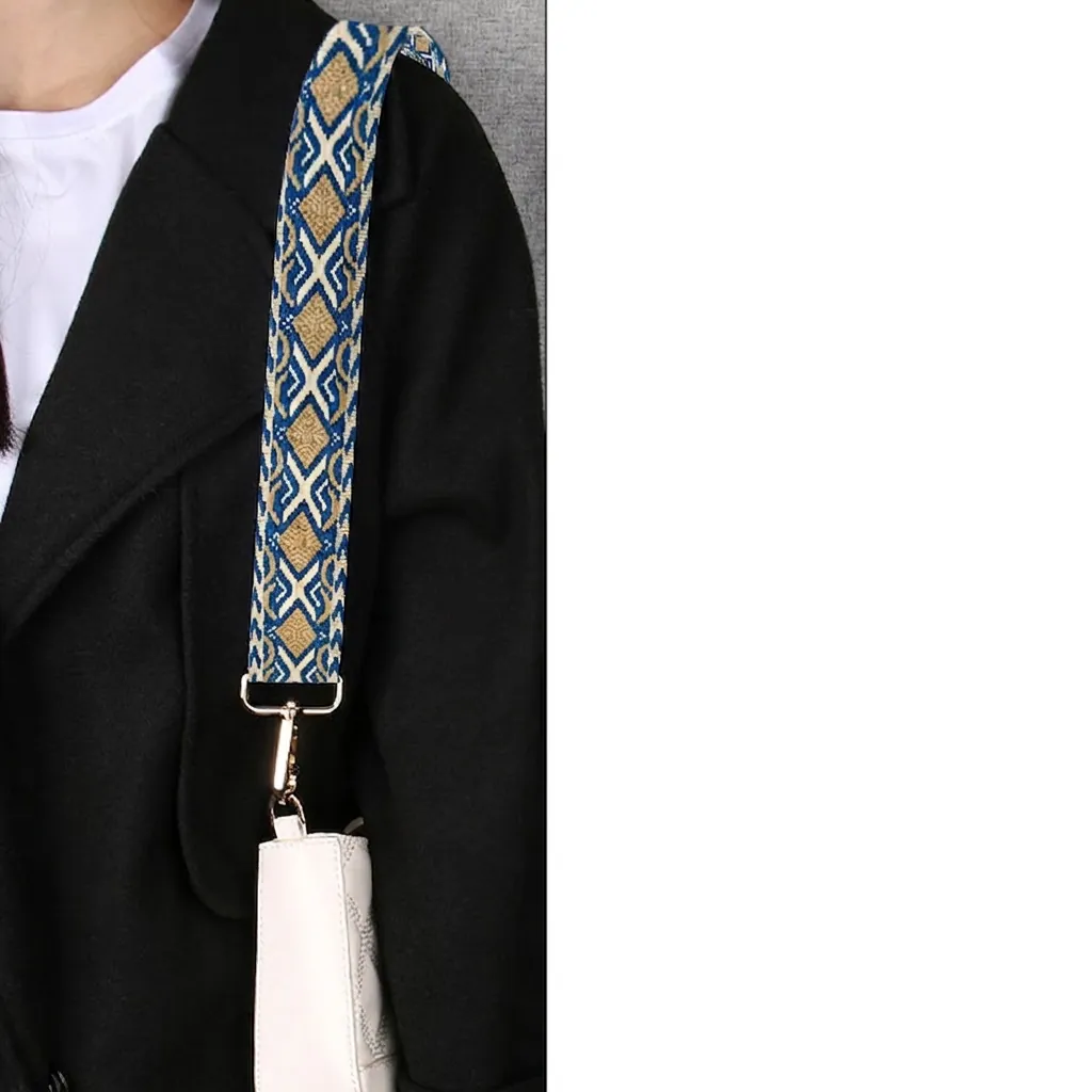 Ethnic Style Wide Shoulder Bag Strap Replacement Adjustable Polyester Woven Crossbody Handbag Belt For Women