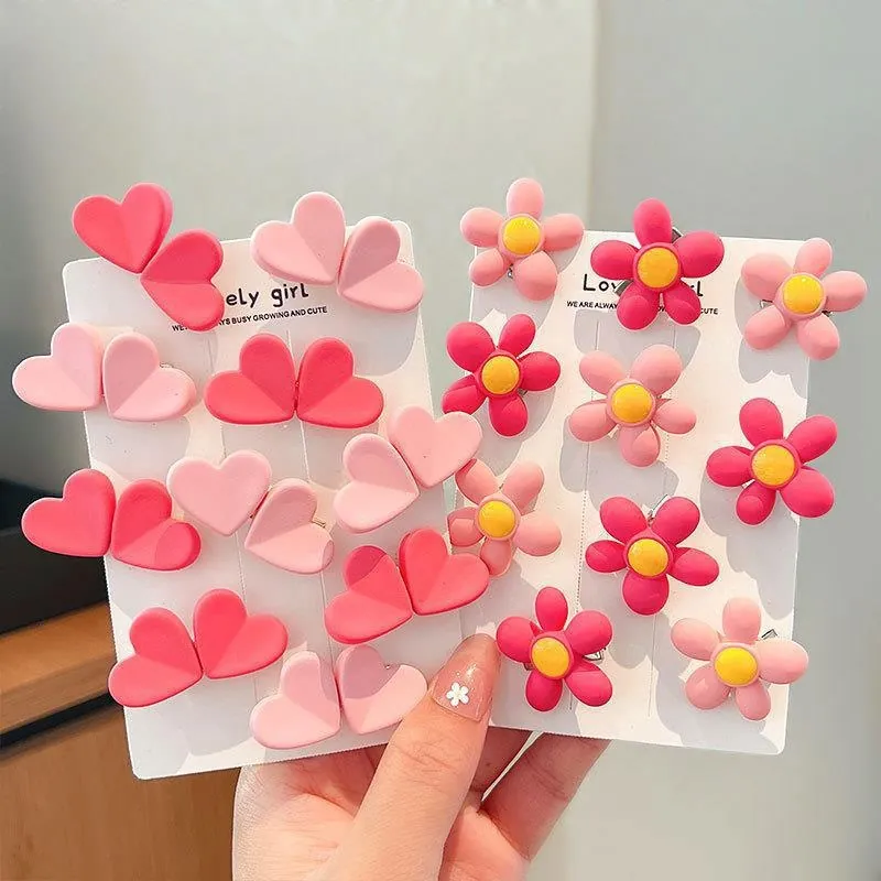 Kinder Rosa Harz Blumen Herz Haarklammern Süße Matte Mädchen Haarnadeln Süßer Kopfschmuck Für Kinder Tägliches Styling