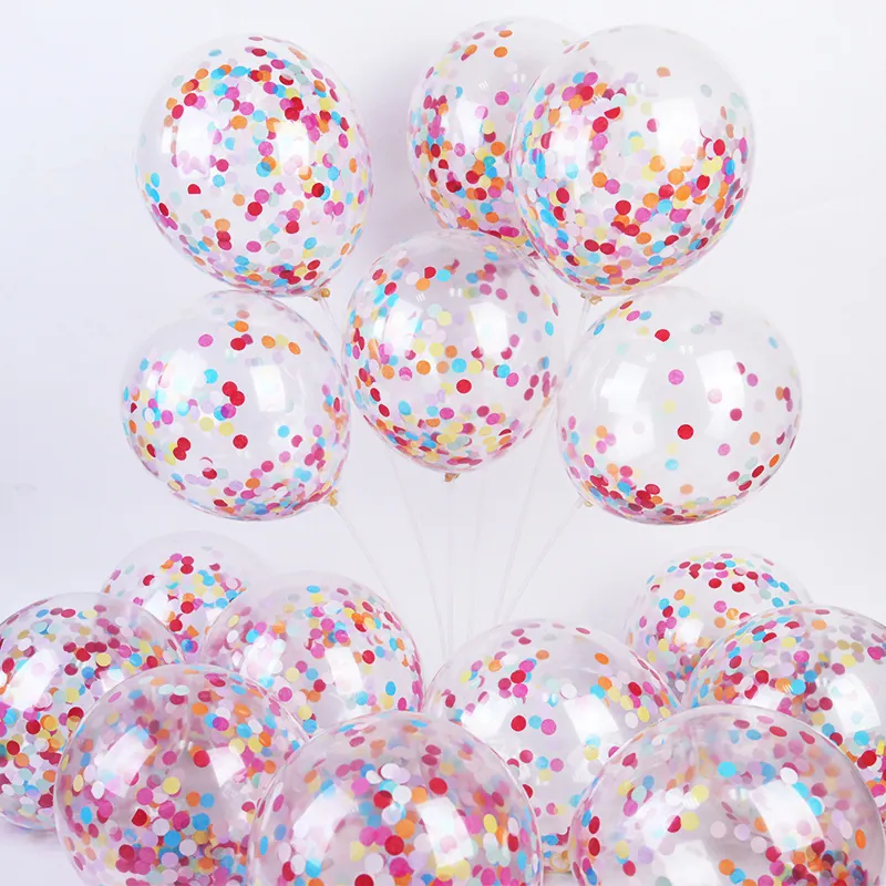 Transparent Latex Confetti Balloon Round Colorful Paper Chips Filled Romantic Party Decoration Birthday Wedding Supply
