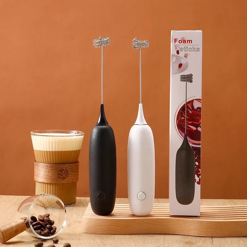 Handheld Electric Milk Frother Stainless Steel Whisk For Coffee Latte Hot Chocolate Battery Operated Foam Maker Portable