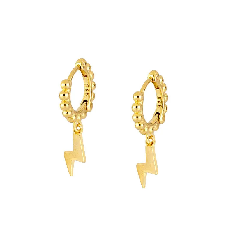 Orecchini a Cerchio Minimalisti in Rame Con Perline e Perno in Argento Sterling 925 Orecchini Pendenti a Fulmine per Donna