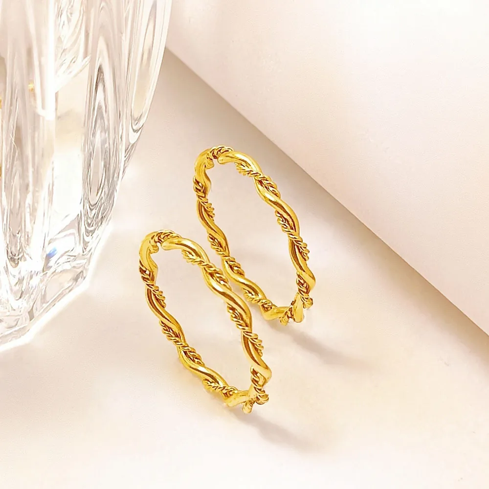 Twist Band Ring Gold Plated Titanium Steel Spiral Design Non Fading Stackable Minimalist Jewelry For Women
