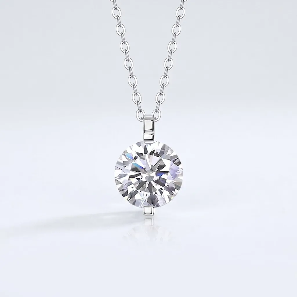 925 Sterling Silver Moissanite Pendant Necklace Brilliant Round Cut Solitaire Necklace With GRA Certificate For Women Wedding Jewelry