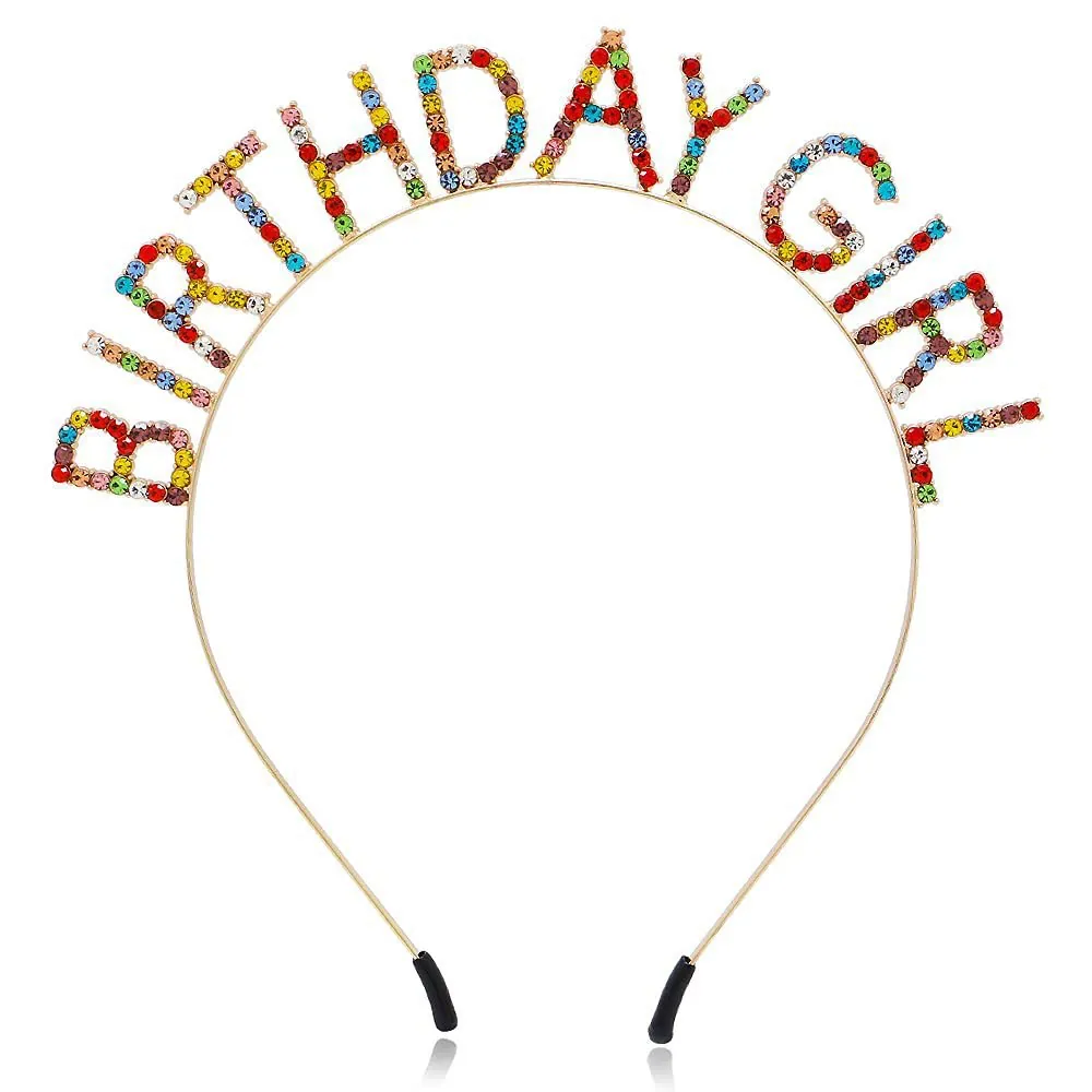 Birthday Girl Headband And Sash Alloy Rhinestone Satin Sparkling Letter Decoration For Party Celebration Kids Women