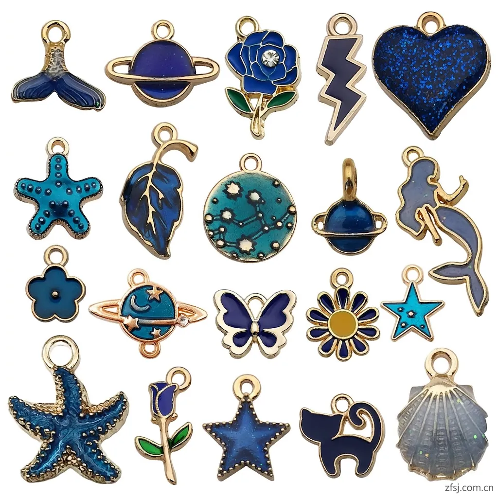 Blue Zinc Alloy Drip Oil Jewelry Charms Enamel Ocean Starry Sky Starfish Mermaid Shell Pendants For DIY Bracelet Necklace Earrings Making Jewelry Accessories