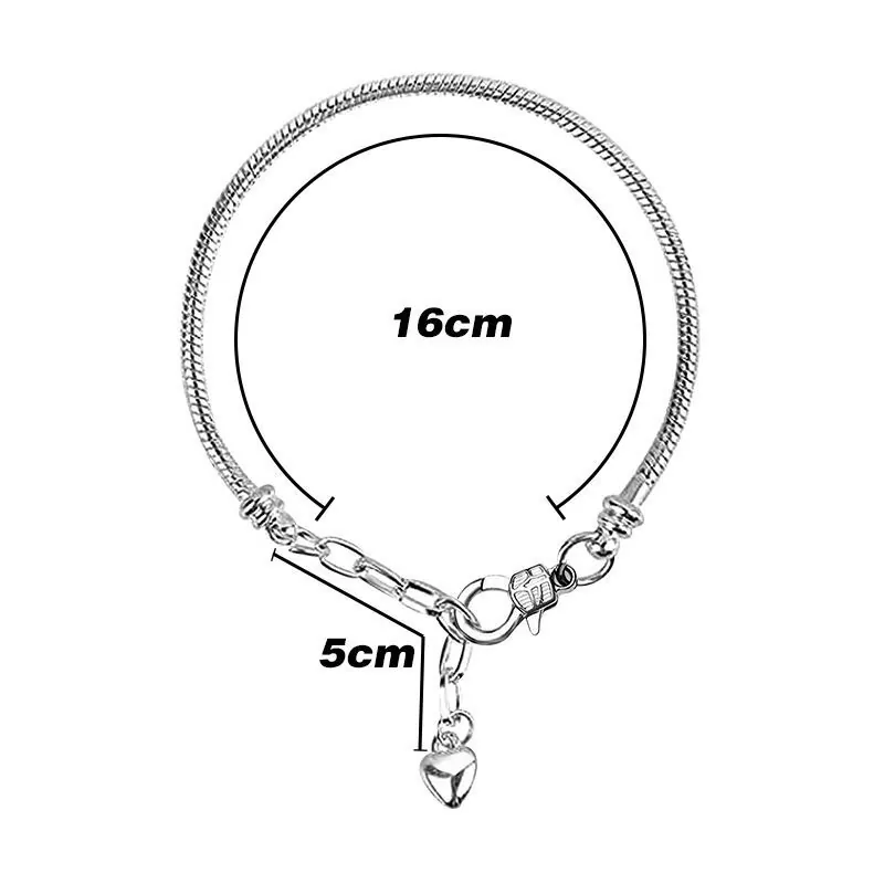 Minimalist Titanium Steel Snake Chain Bracelet With Heart Pendant Adjustable DIY Jewelry For Women Men Unisex Daily Fashion Accessory
