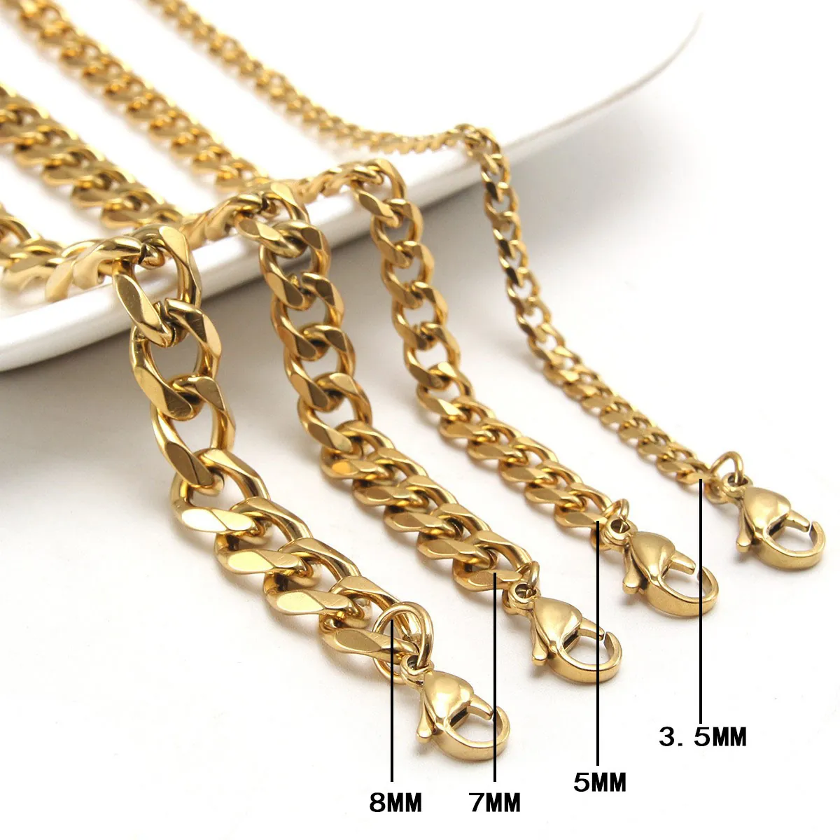 Stainless Steel 18K Gold Plated Cuban Link Bracelet NK Chain Adjustable Lobster Clasp Hip Hop Fashion Jewelry For Men Women