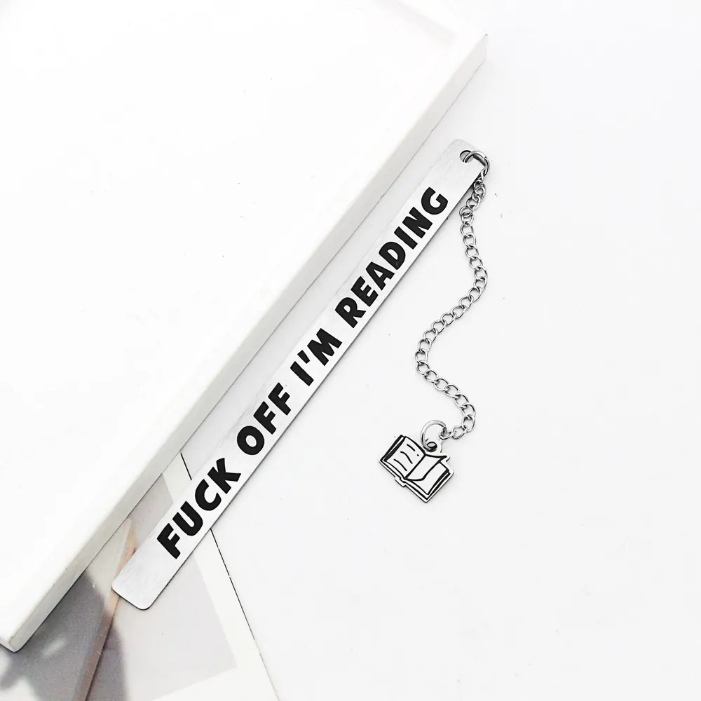 Stainless Steel Bookmark Engraved Novelty Text With Book Pendant Metal Page Marker Gift For Book Lovers