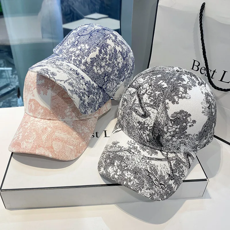 Vintage Landscape Print Baseball Cap Adjustable Cotton Sun Protection Outdoor Fashion Hat For Men Women