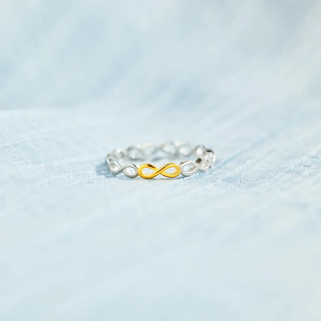 S925 Sterling Silver Infinity Ring For Women Simple Fashion Two-tone Gold Silver Wrapped Infinite 8 Finger Ring Jewelry Gift