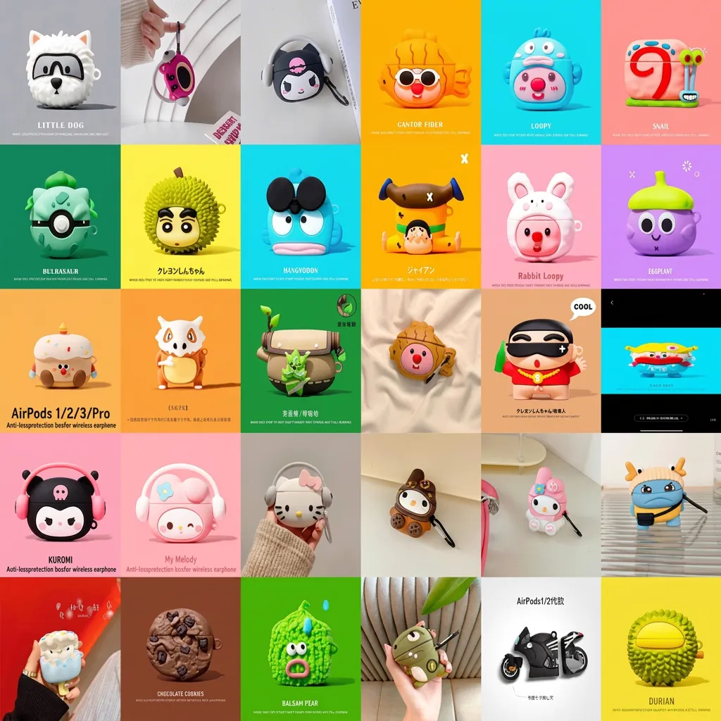 Cartoon Creative 3D Earphone Cases Soft Silicone Protective Covers Shockproof Novelty Design For Wireless Earbuds