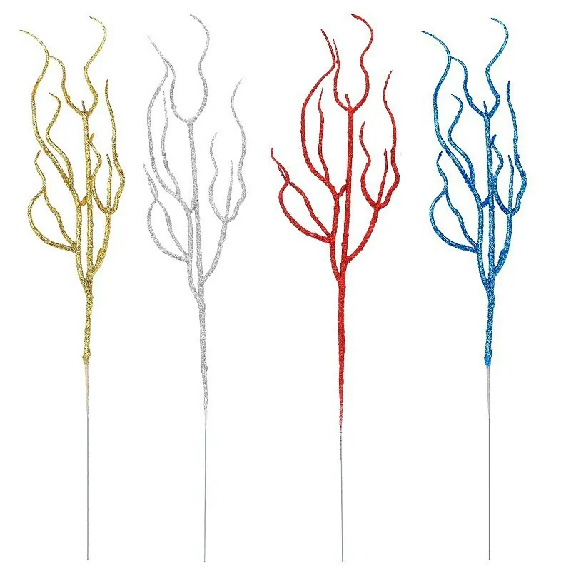 Branches Artificielles Pailletées Rameaux Plastique Scintillants Pour Décoration Sapin Noël Vase Arrangements Floraux Mariage Fête