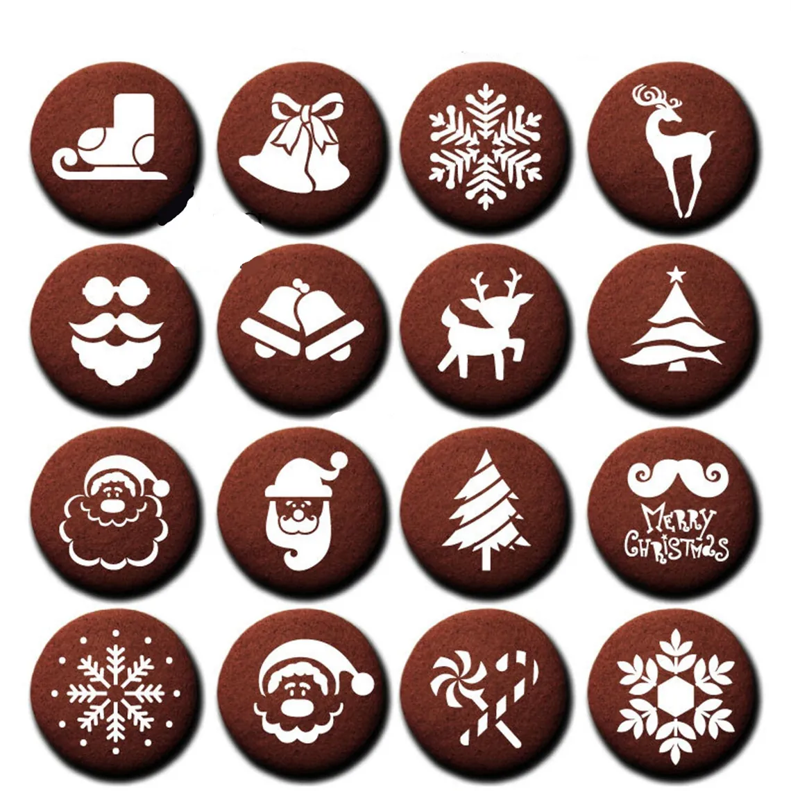 Coffee Art Stencils Christmas Theme Plastic Reusable Latte Templates For DIY Cappuccino Cake Decoration Holiday Patterns