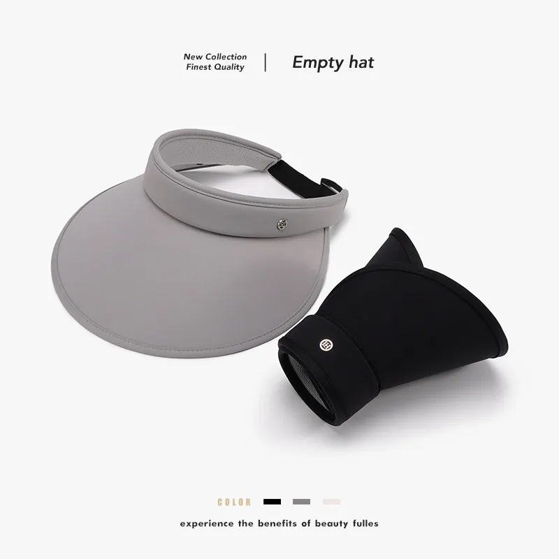Empty Top Sun Hat Women Ice Satin UV Protection Large Brim Foldable Breathable Adjustable Outdoor Cycling