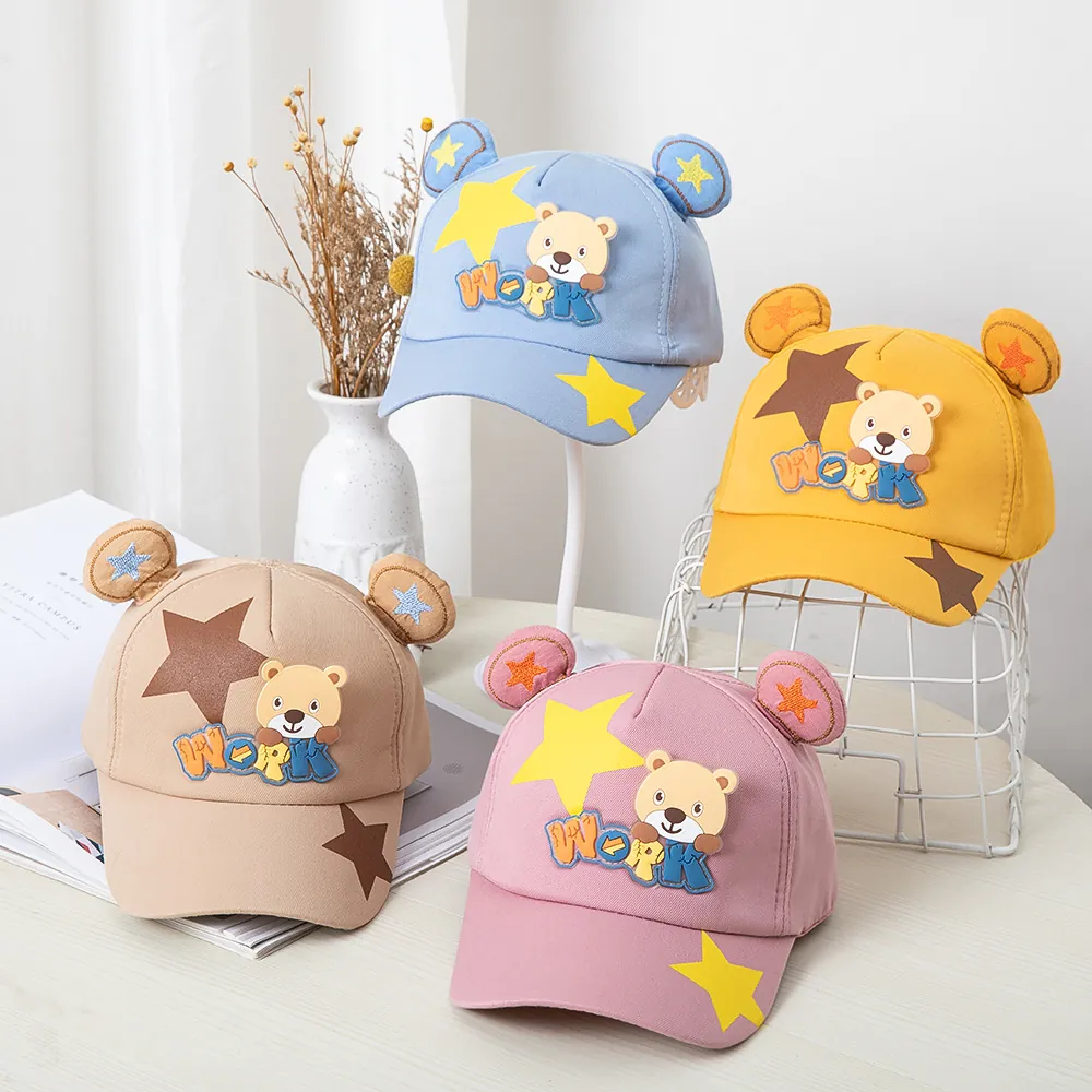 Casquette de Baseball pour Enfants avec Ours de Dessin Animé Oreilles 3D Motif Étoile Mignon Chapeau Pare-Soleil en Coton