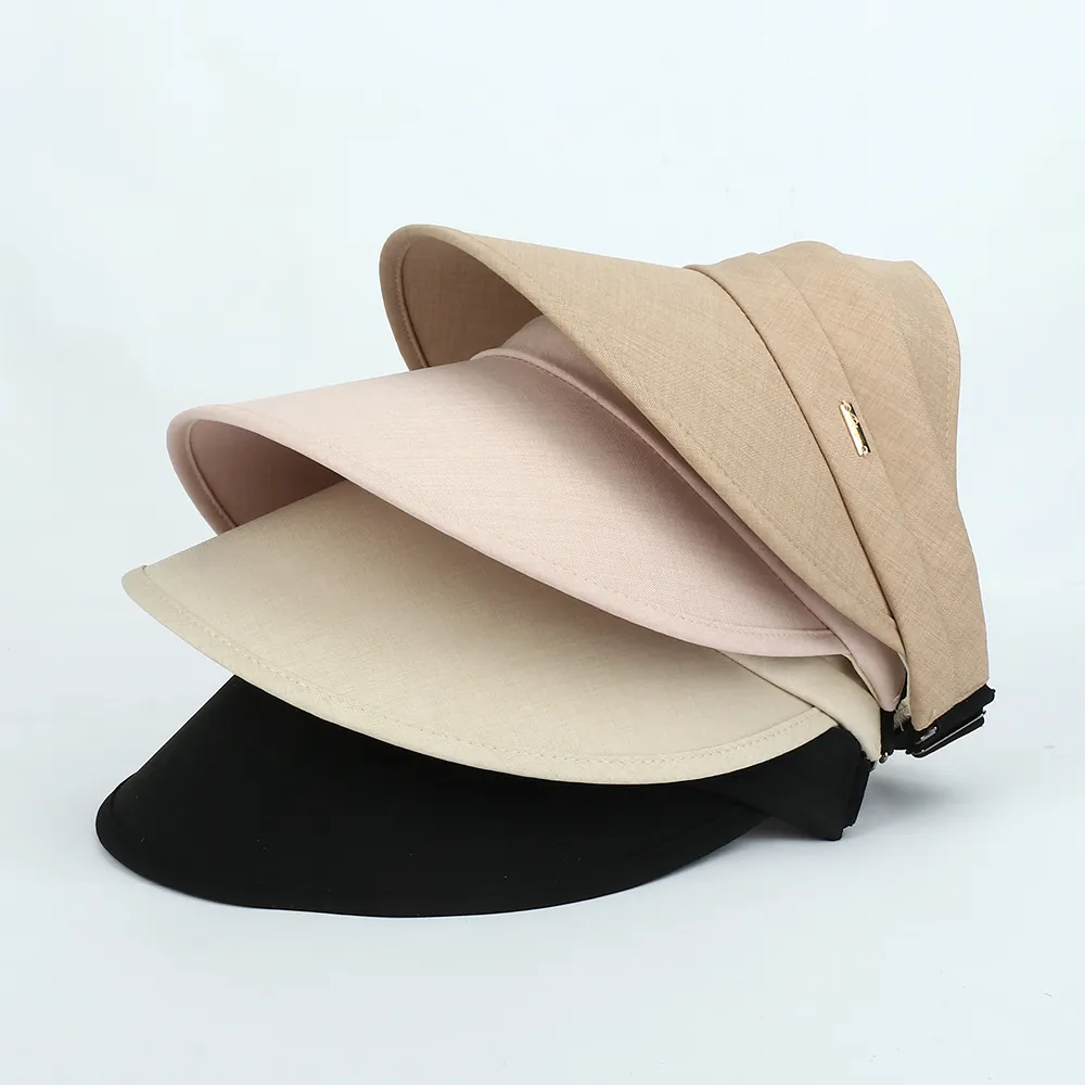 Women Sun Visor Hat Wide Brim UV Protection Empty Top Adjustable Acrylic Knit Casual Outdoor Summer Beach Travel