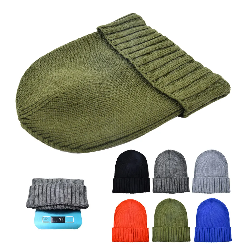 Unisex Solid Color Ribbed Knit Beanie Winter Warm Cuffed Skull Cap For Men Women Casual Outdoor Soft Woolen Yarn Hat