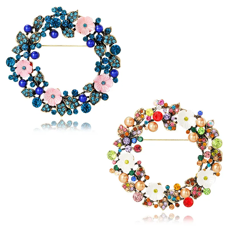 Broche Pendentif Couronne Vintage Double Usage Alliage Strass Künstliche Perle Émail Fleur Bijoux Pour Femmes
