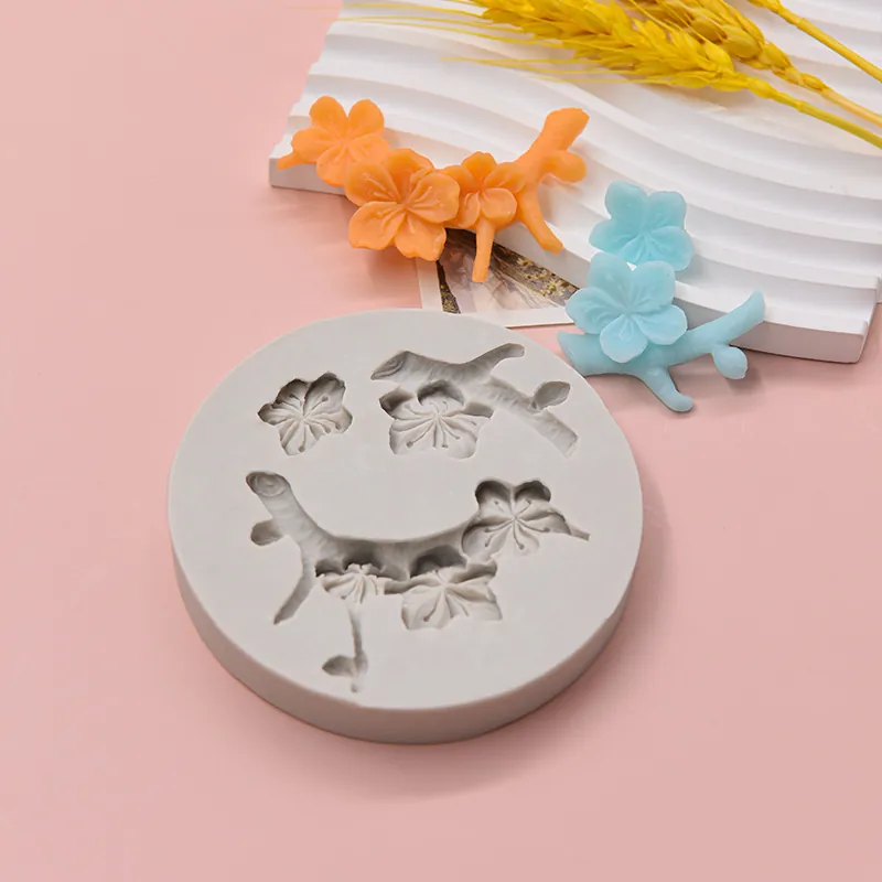 Sakura Cherry Blossom Tree Branch Silicone Mold For Fondant Chocolate DIY Cake Decorating Floral Design Craft Tool