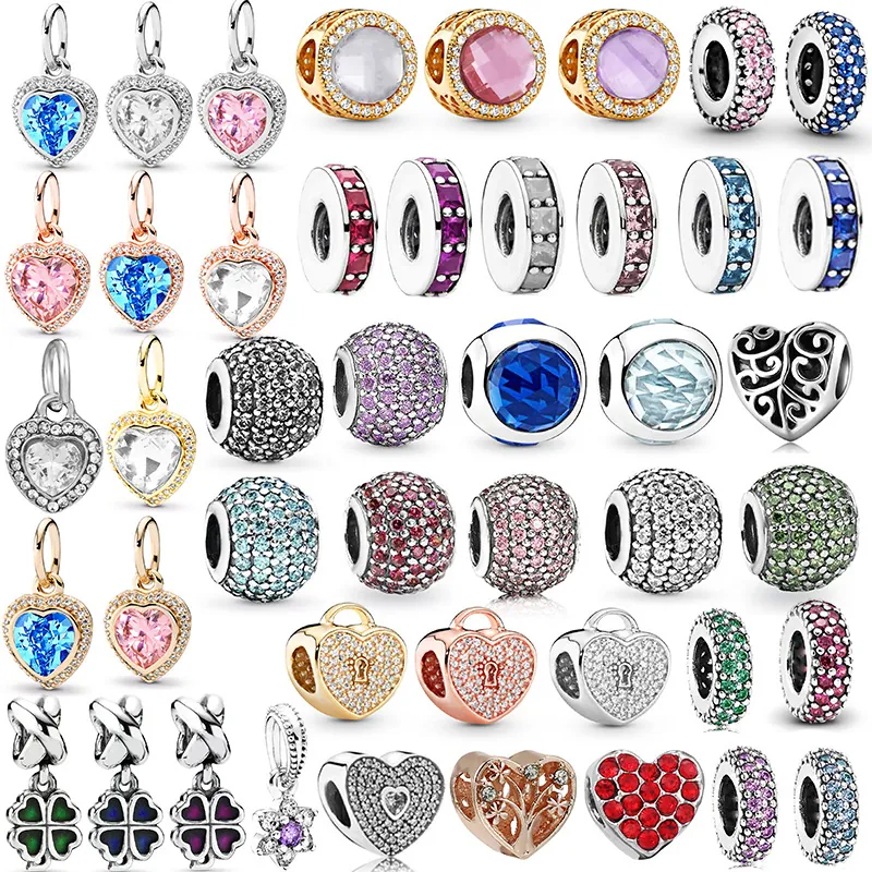 Heart Charm Bead For Bracelet Jewelry Making Alloy Zircon Enamel Spacer Pendant Romantic Elegant Accessory For Women