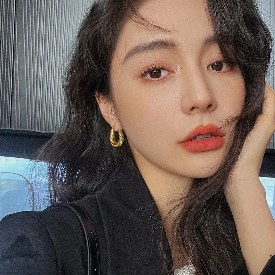 Vintage Twist Rope Hoop Earrings Titanium Steel U Shaped Golden Elegant Fashion Jewelry For Women Minimalist Style
