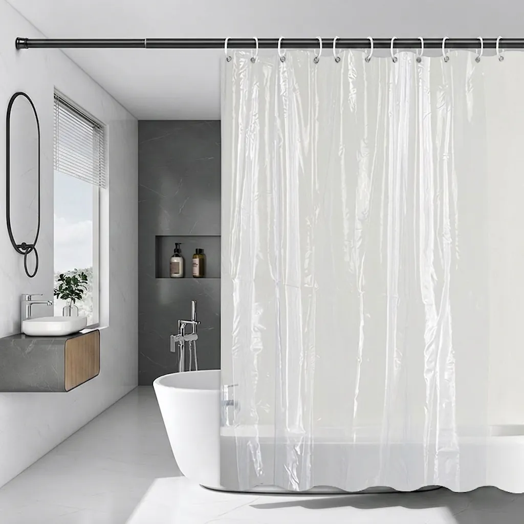 Tenda Da Doccia Trasparente PEVA Impermeabile Antimuffa Con Occhielli In Acciaio Inossidabile E Magneti Moderno Minimalista