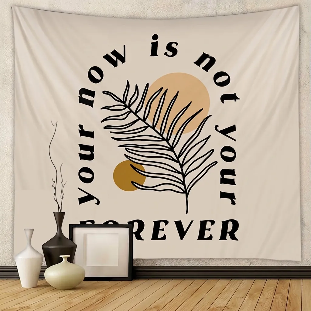 Wandteppich Polyester Blattmuster Inspirierendes Zitat Moderner Minimalistischer Ästhetischer Wandschmuck Dekoration Schlafzimmer