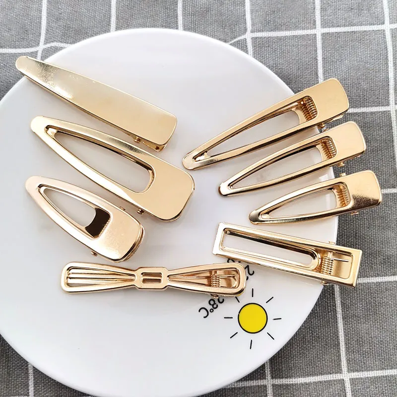 Minimalist Metal Hair Clip Hollow Geometric Gold Alloy Duckbill Alligator Hairpin DIY Styling Accessory Women Girls