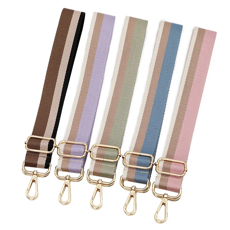 Adjustable Bag Strap Thickened Polyester Colored Stripe Replacement For Handbags Crossbody Backpack Retro Casual Style