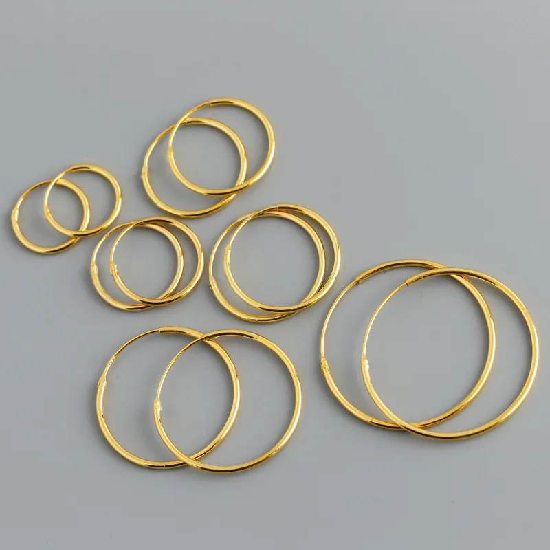 Hoop Earrings 925 Sterling Silver Minimalist High Polish Geometric Fashion Jewelry Accessory For Women