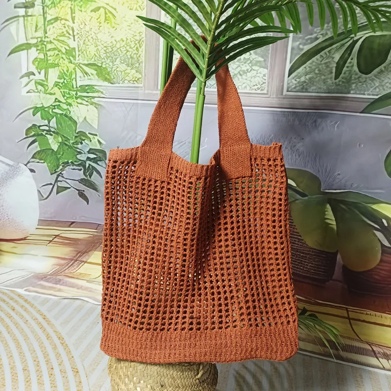 Borsa Tote In Maglia Uncinetto Traforata A Rete Borsa Da Spiaggia Estiva Borsa A Spalla Intrecciata Leggera Per Donna