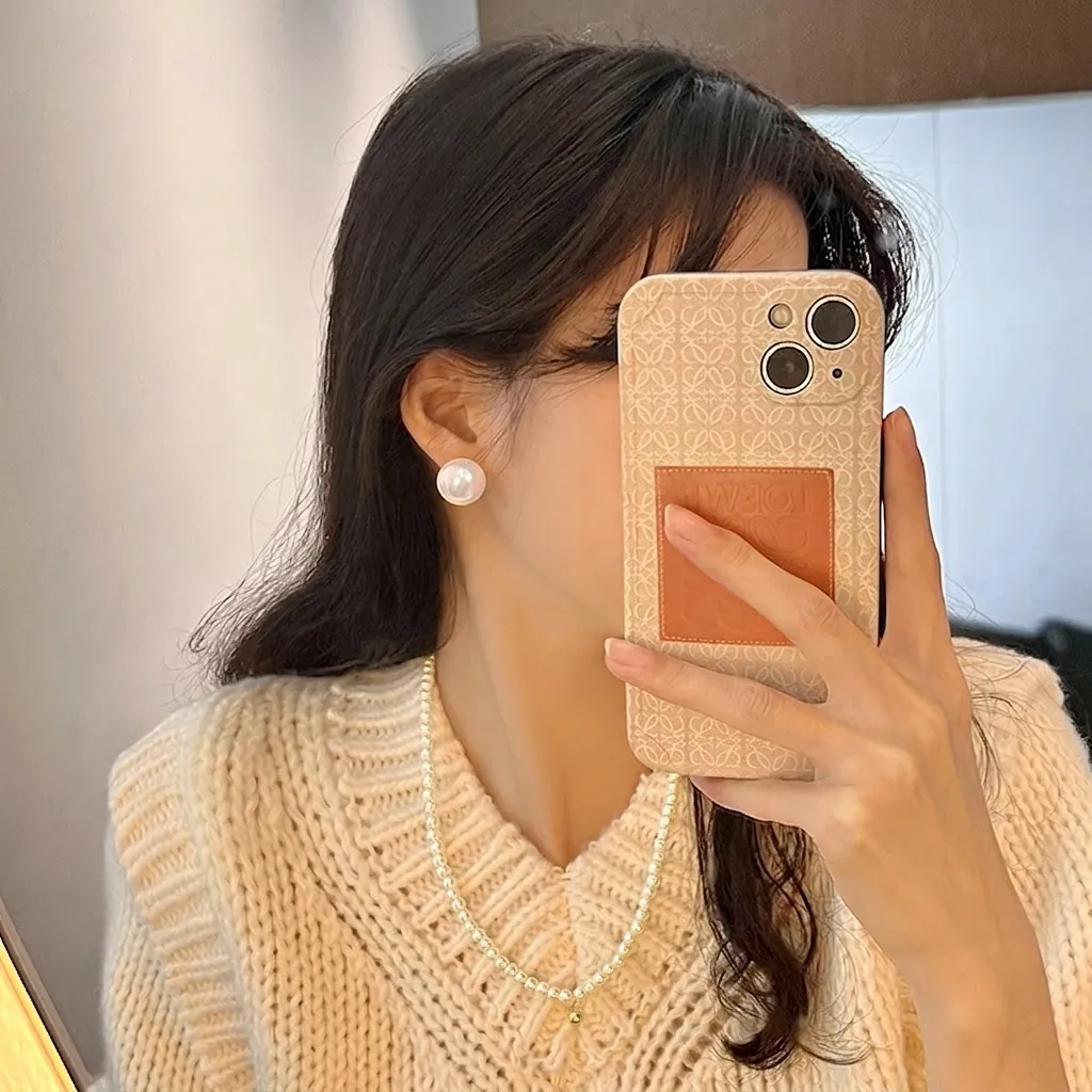 Artificial Pearl Stud Earrings And Necklace With 925 Sterling Silver Earring Post Retro Minimalist Elegant Alloy Jewelry For Women